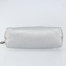 FENDI Pouch Celeria Hand Bag Leather Silver Leopard Auth am9668-6