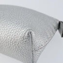 FENDI Pouch Celeria Hand Bag Leather Silver Leopard Auth am9668-7