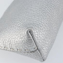 FENDI Pouch Celeria Hand Bag Leather Silver Leopard Auth am9668-14