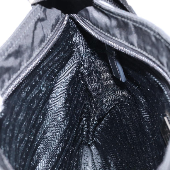 PRADA Shoulder Bag Nylon Black Gold Auth am9670