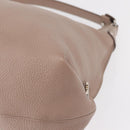 Salvatore Ferragamo Gancini Shoulder Bag Leather Beige Silver Auth am9671-14