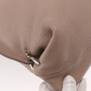 Salvatore Ferragamo Gancini Shoulder Bag Leather Beige Silver Auth am9671-15