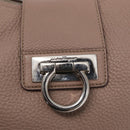 Salvatore Ferragamo Gancini Shoulder Bag Leather Beige Silver Auth am9671-17