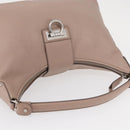 Salvatore Ferragamo Gancini Shoulder Bag Leather Beige Silver Auth am9671-6