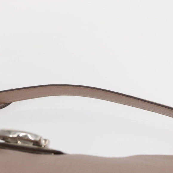 Salvatore Ferragamo Gancini Shoulder Bag Leather Beige Silver Auth am9671