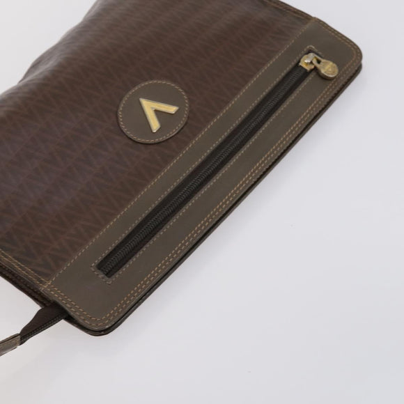 VALENTINO Clutch Bag PVC 3 Set Brown Beige Auth am9678