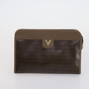 VALENTINO Clutch Bag PVC 3 Set Brown Beige Auth am9678-15