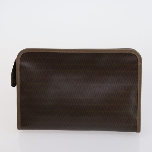 VALENTINO Clutch Bag PVC 3 Set Brown Beige Auth am9678