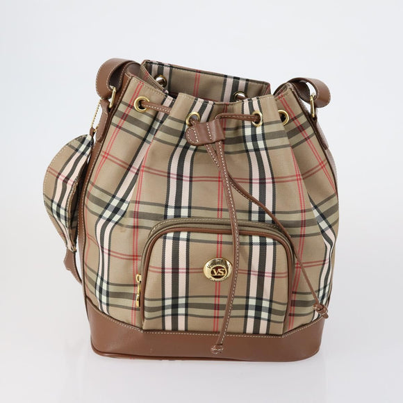 VALENTINO Clutch Bag PVC 3 Set Brown Beige Auth am9678