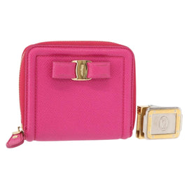 Salvatore Ferragamo Cartier Accessory Wallet 2 Set Pink Gold Auth am9679