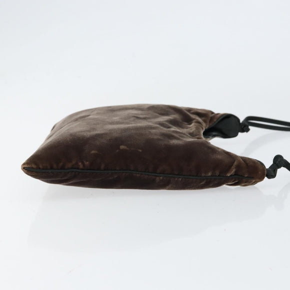 PRADA Shoulder Bag Velor Brown Auth am9681