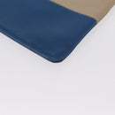 CELINE Pouch Leather Beige Blue gold Auth am9683-14