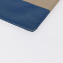 CELINE Pouch Leather Beige Blue gold Auth am9683-16