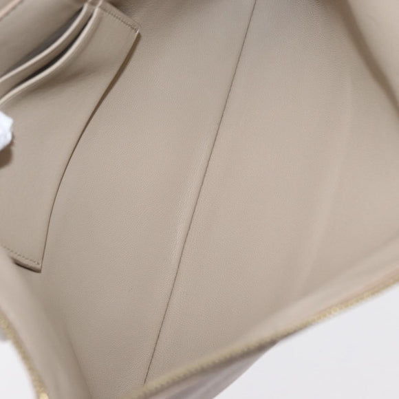 CELINE Pouch Leather Beige Blue gold Auth am9683
