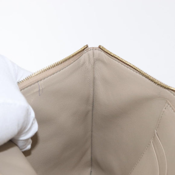 CELINE Pouch Leather Beige Blue gold Auth am9683