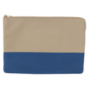 CELINE Pouch Leather Beige Blue gold Auth am9683-13