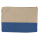 CELINE Pouch Leather Beige Blue gold Auth am9683-2