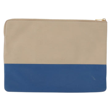 CELINE Pouch Leather Beige Blue gold Auth am9683 - 0