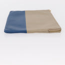 CELINE Pouch Leather Beige Blue gold Auth am9683-4