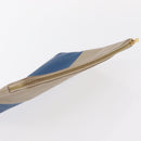 CELINE Pouch Leather Beige Blue gold Auth am9683-6