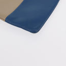 CELINE Pouch Leather Beige Blue gold Auth am9683-8