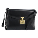 GUCCI Shoulder Bag Leather Black Gold Auth am9688-1