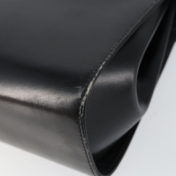 GUCCI Shoulder Bag Leather Black Gold Auth am9688