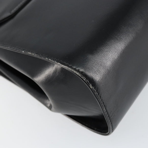 GUCCI Shoulder Bag Leather Black Gold Auth am9688