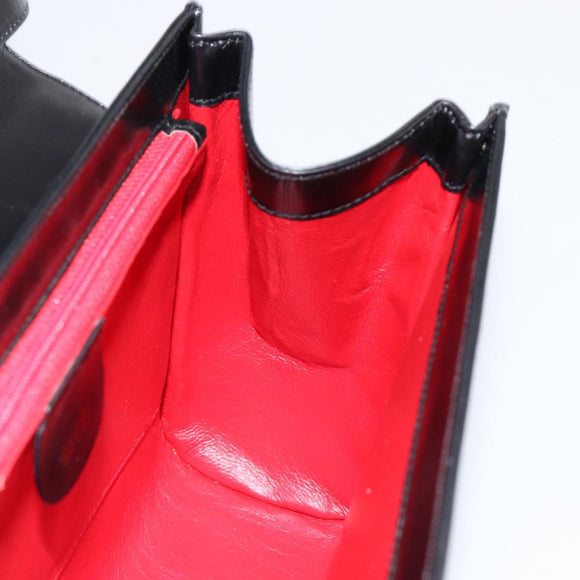 GUCCI Shoulder Bag Leather Black Gold Auth am9688