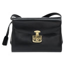 GUCCI Shoulder Bag Leather Black Gold Auth am9688-13