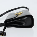 GUCCI Shoulder Bag Leather Black Gold Auth am9688-4