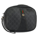 GUCCI GG Supreme Web Sherry Line Clutch Bag Black Gold 156 01 034 Auth am9691-1