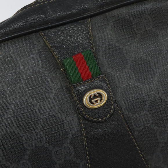 GUCCI GG Supreme Web Sherry Line Clutch Bag Black Gold 156 01 034 Auth am9691