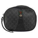 GUCCI GG Supreme Web Sherry Line Clutch Bag Black Gold 156 01 034 Auth am9691-13