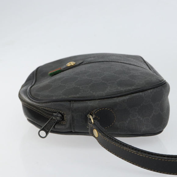 GUCCI GG Supreme Web Sherry Line Clutch Bag Black Gold 156 01 034 Auth am9691