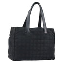 CHANEL New Travel Line Tote Bag Nylon Black gold CC Auth am9694-1