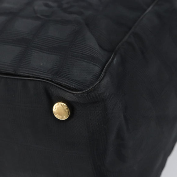 CHANEL New Travel Line Tote Bag Nylon Black gold CC Auth am9694
