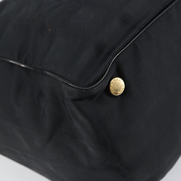 CHANEL New Travel Line Tote Bag Nylon Black gold CC Auth am9694