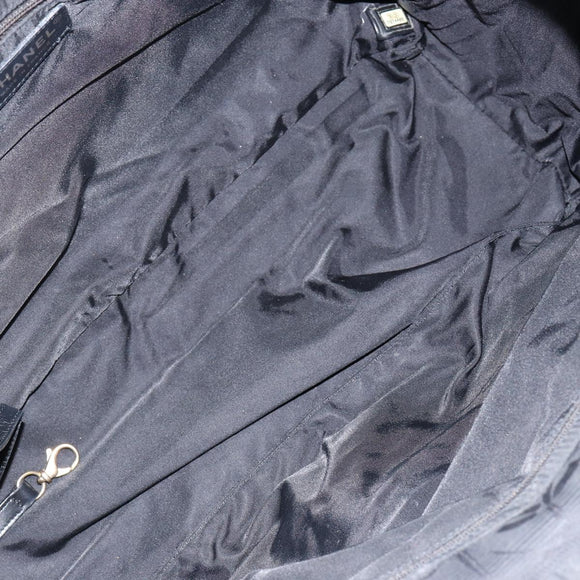 CHANEL New Travel Line Tote Bag Nylon Black gold CC Auth am9694