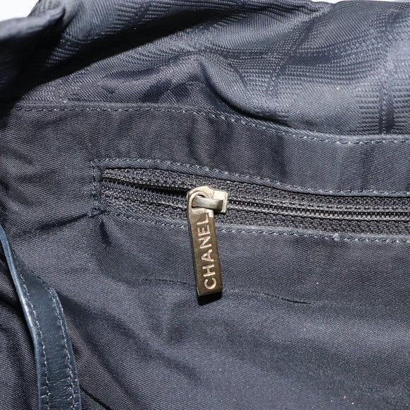 CHANEL New Travel Line Tote Bag Nylon Black gold CC Auth am9694