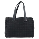 CHANEL New Travel Line Tote Bag Nylon Black gold CC Auth am9694-13