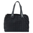 CHANEL New Travel Line Tote Bag Nylon Black gold CC Auth am9694-2