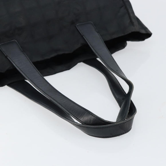 CHANEL New Travel Line Tote Bag Nylon Black gold CC Auth am9694