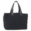 CHANEL New Travel Line Tote Bag Nylon Black gold CC Auth am9695-1