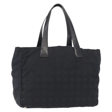 CHANEL New Travel Line Tote Bag Nylon Black gold CC Auth am9695