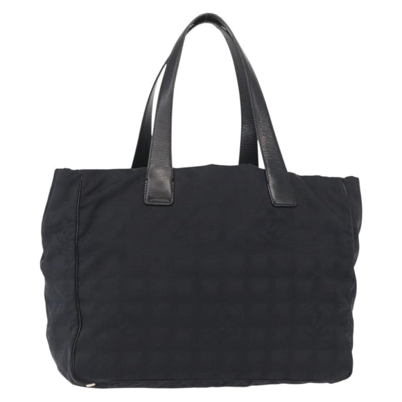 CHANEL New Travel Line Tote Bag Nylon Black gold CC Auth am9695