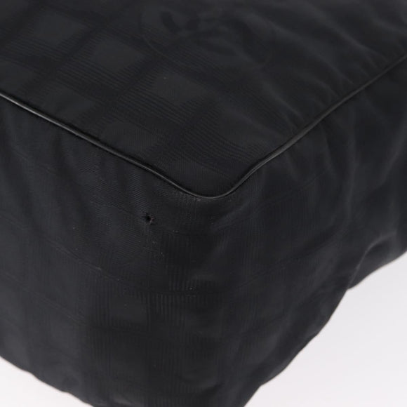 CHANEL New Travel Line Tote Bag Nylon Black gold CC Auth am9695