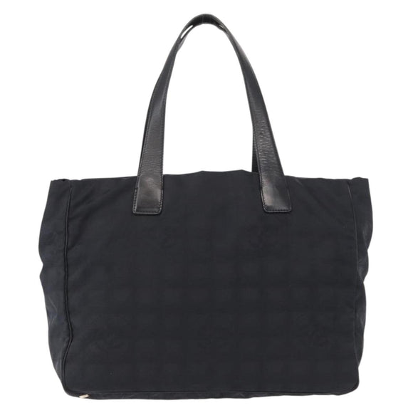 CHANEL New Travel Line Tote Bag Nylon Black gold CC Auth am9695