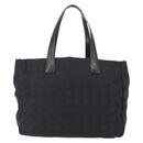 CHANEL New Travel Line Tote Bag Nylon Black gold CC Auth am9695-2