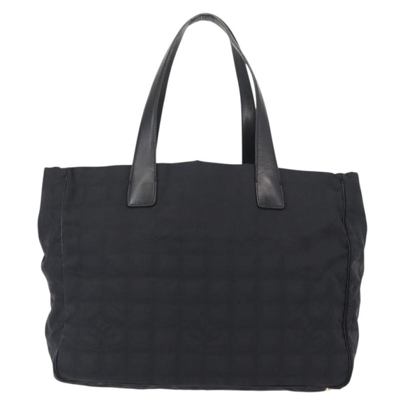 CHANEL New Travel Line Tote Bag Nylon Black gold CC Auth am9695